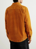 Stone Island - Logo-Appliquéd Garment-Dyed Cotton-Corduroy Shirt Jacket - Orange