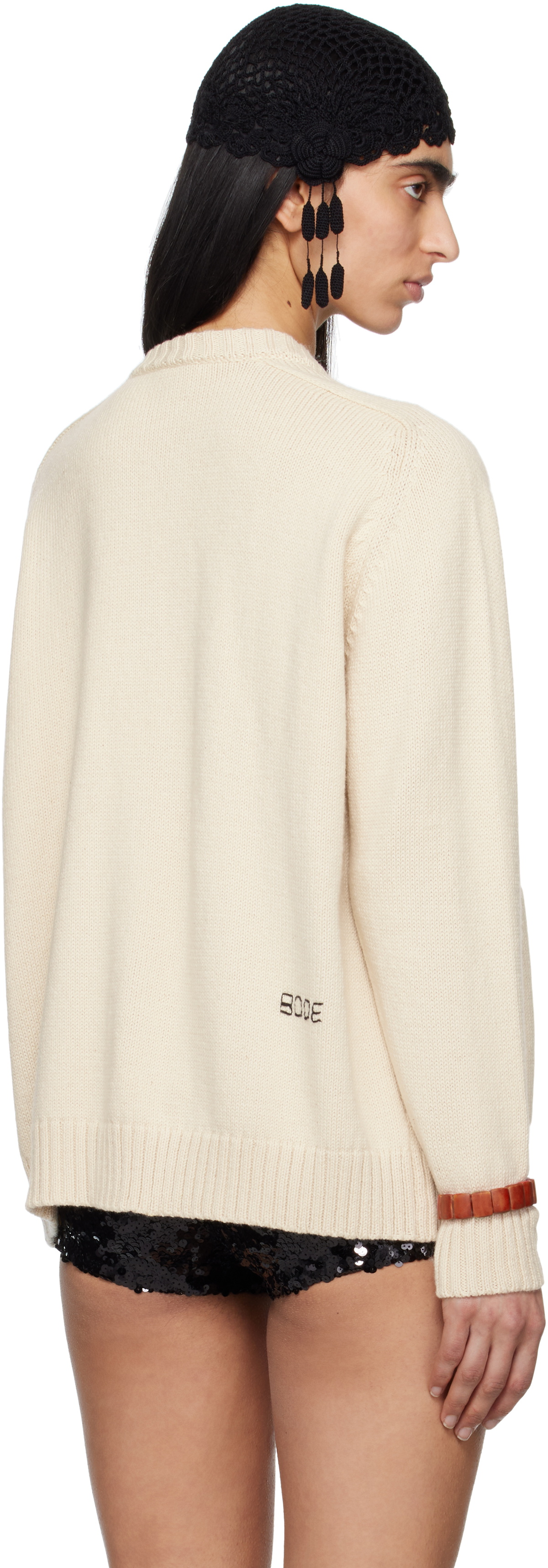 Bode Off-White Meringue Cardigan