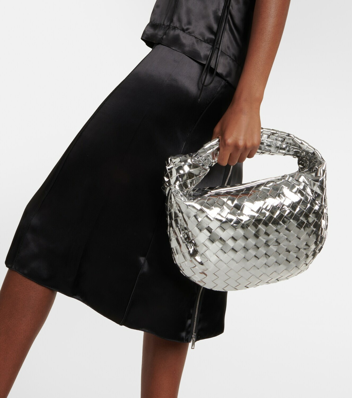 Bottega Veneta Mini Jodie Bag in Black & Silver