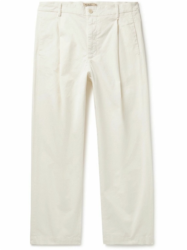 Photo: Barena - Tartan Straight-Leg Pleated Cotton-Blend Gabardine Trousers - White