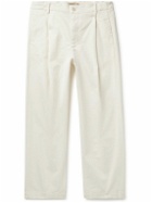 Barena - Tartan Straight-Leg Pleated Cotton-Blend Gabardine Trousers - White