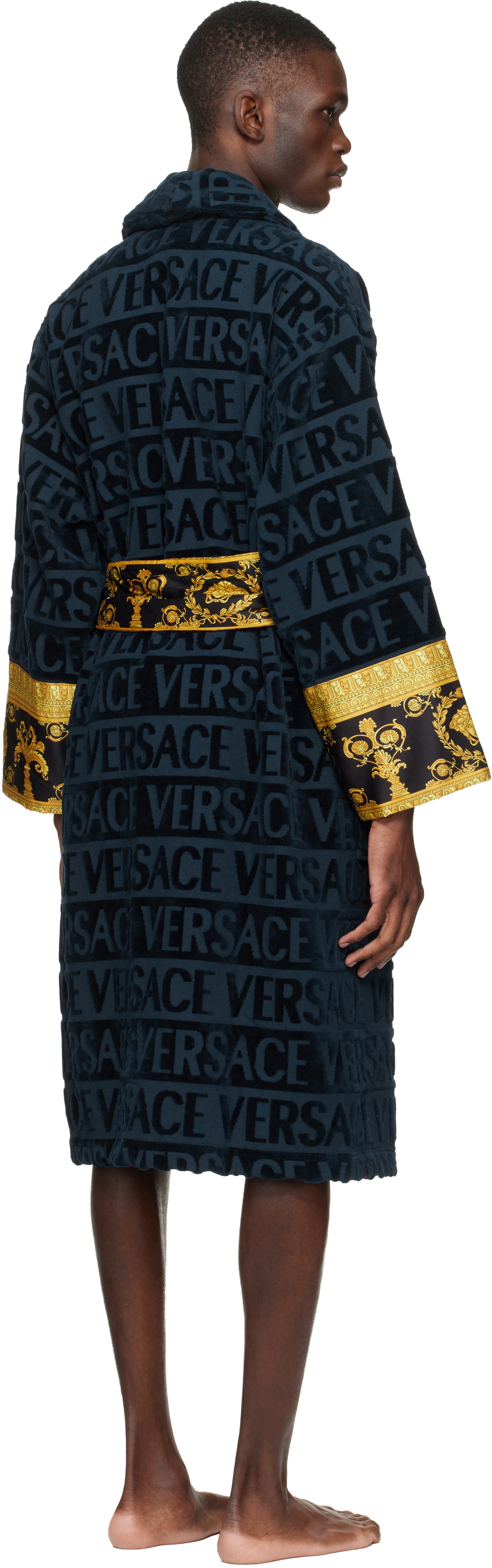 Versace Navy 'I Heart Baroque' Bathrobe