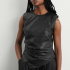 Róhe Women's Sleeveless Draped Leather Top in Black
