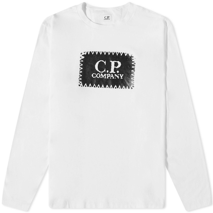 Photo: C.P. Company Men's Long Sleeve Patch Logo T-Shirt in Gauze White