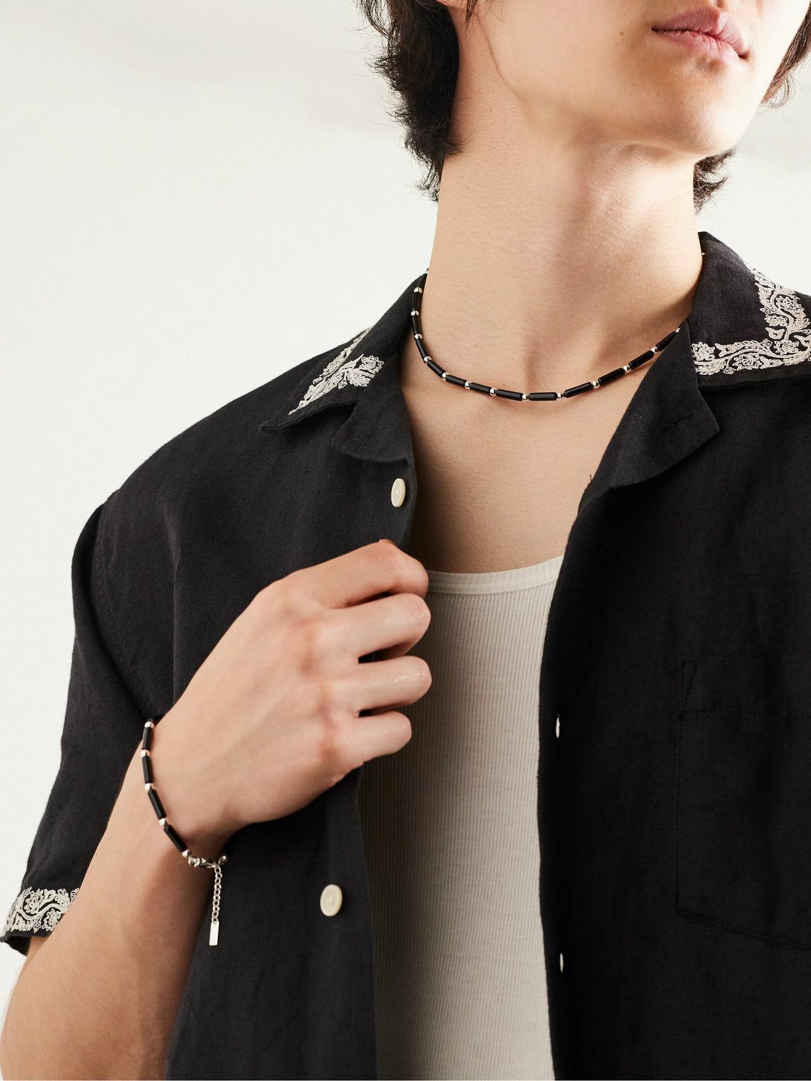 [ ELIOU★Erec ] onyx & sterling-silver necklace★関税送料込 éliou - Erec Silver Onyx Necklace éliou