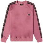 Needles Men's Poly Smooth Track Crew Sweat in Smoke Pink