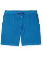 Frescobol Carioca - Augusto Straight-Leg Cotton, Lyocell and Linen-Blend Terry Drawstring Shorts - Blue