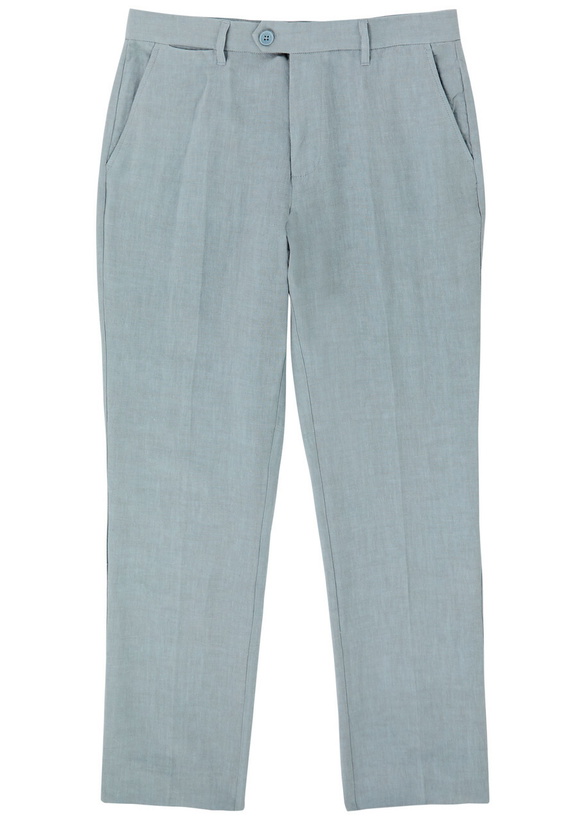 Photo: Percival Straight-leg Linen Trousers Light Blue