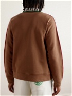 Casablanca - Laurel Logo-Appliquéd Embroidered Organic Cotton-Jersey Zip-Up Cardigan - Brown