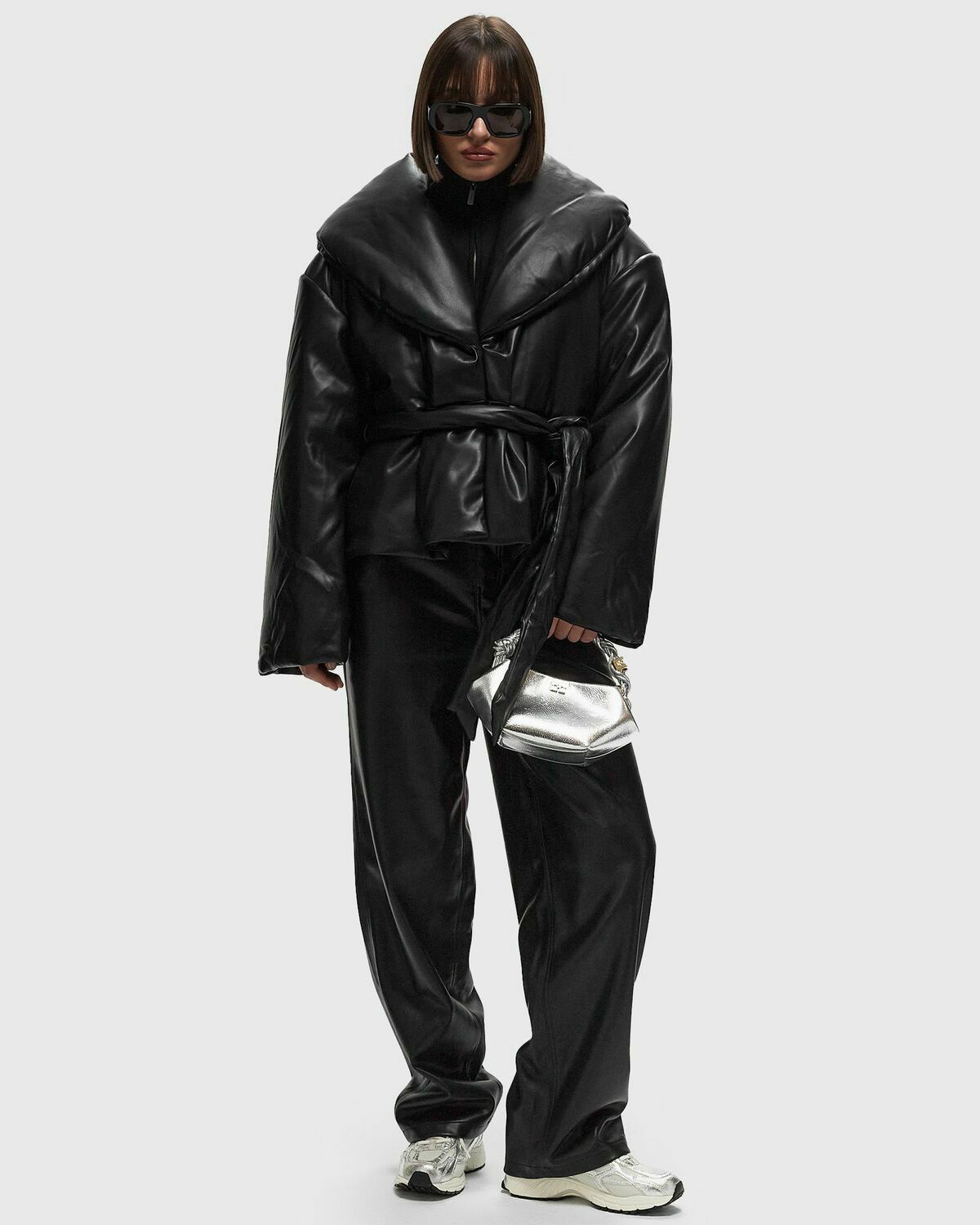 Rotate Birger Christensen Belted Puffer Jacket Black Down