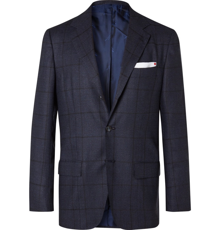 Photo: Kiton - Slim-Fit Prince of Wales Checked Cashmere Suit Jacket - Blue