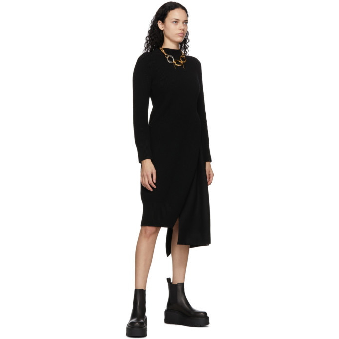 Sacai Black Wool Suiting Combo Sweater Dress Sacai