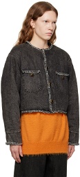 R13 Gray Chain Embellished Jacket