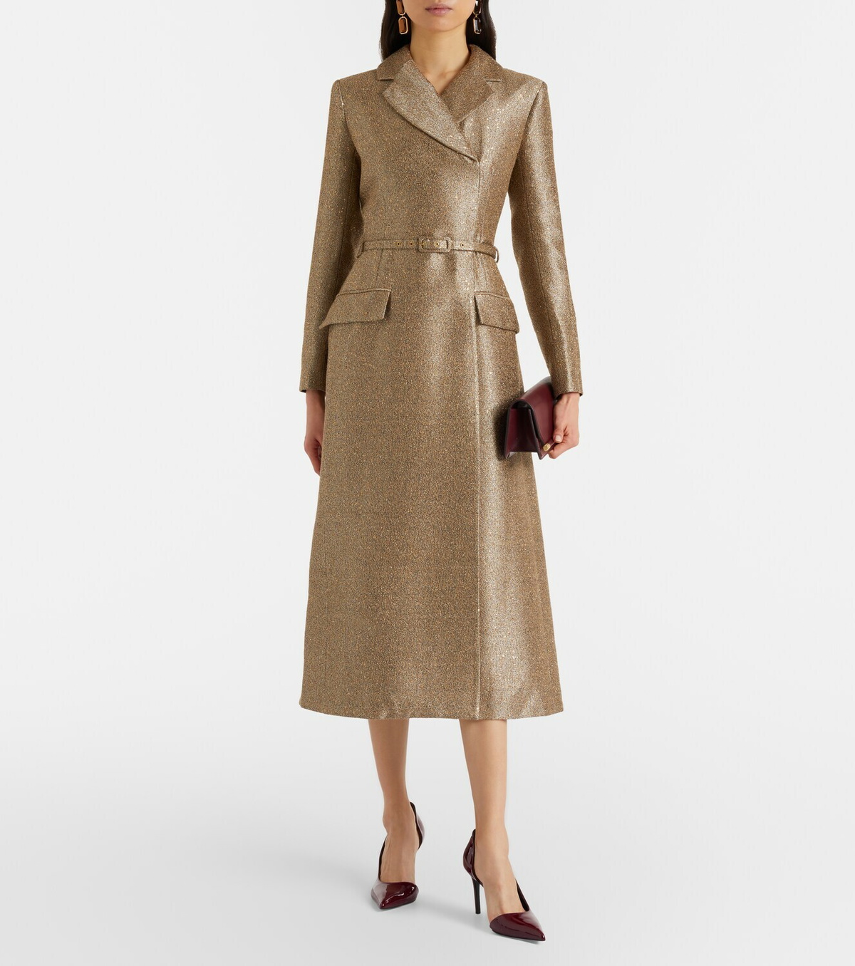 Emilia Wickstead Kalonice belted sequined tweed midi dress