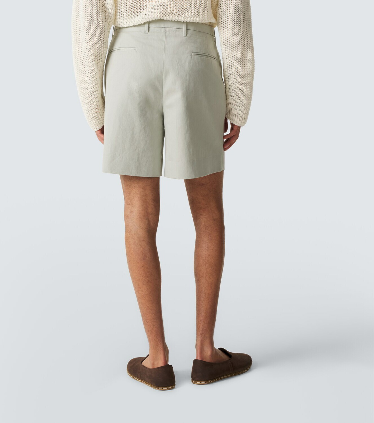 Stòffa Belted cotton and linen shorts