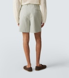 Stòffa Belted cotton and linen shorts