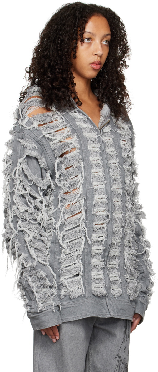Sia Arnika Gray Ripped Denim Jacket