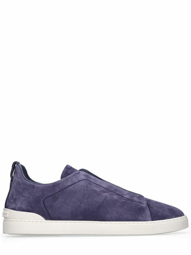 Photo: ZEGNA - Triple Stitch Leather Low-top Sneakers