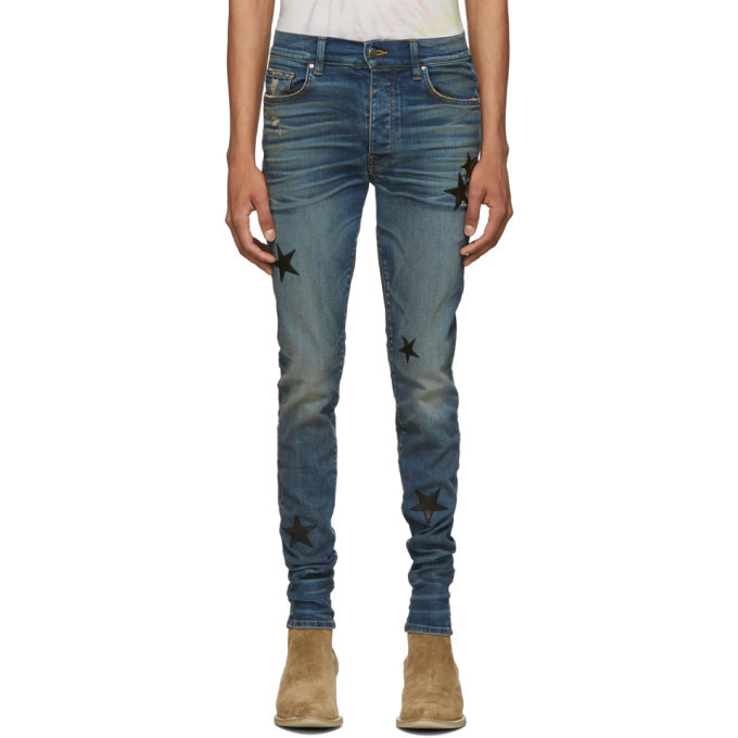 Photo: Amiri Indigo Stack Leather Stars Jeans