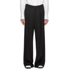 Sulvam Black Wool Wide-Leg Trousers