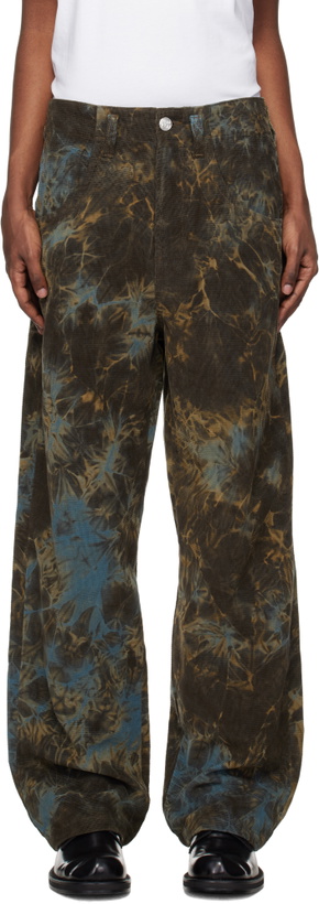 Photo: BLUEMARBLE Brown & Blue Nebula Tie-Dye Corduroy Trousers