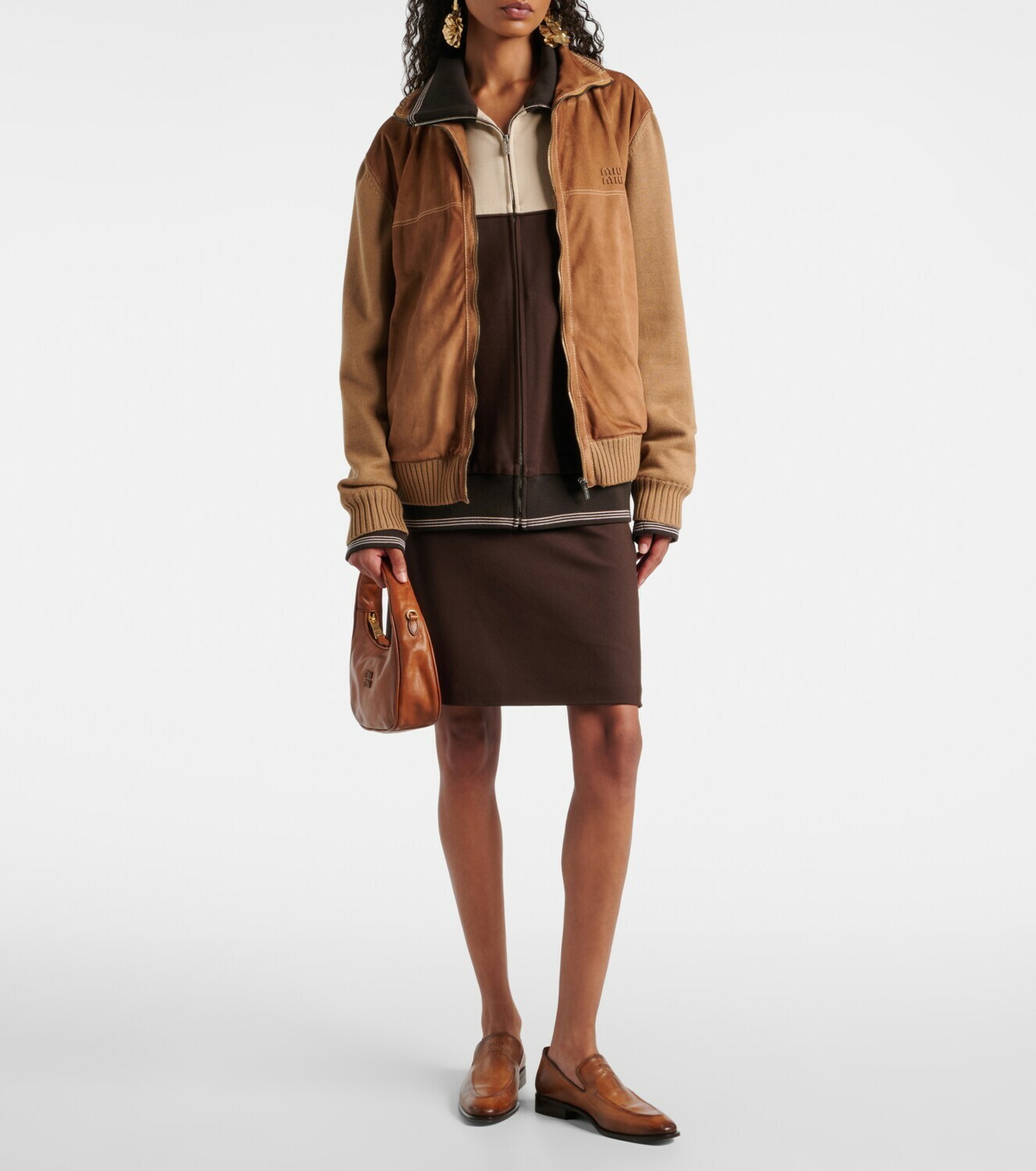 Miu Miu Colorblocked zip-up sweatshirt