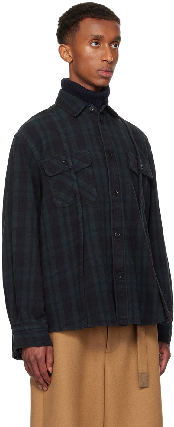 Sacai Plaid Shirts & Pants / 半額以下! sacai Black & Green Plaid Shirt Sacai