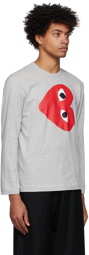 COMME des GARÇONS PLAY Grey Horizontal Heart Long Sleeve T-Shirt