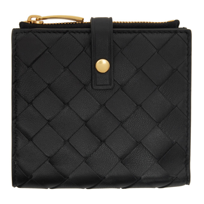 Photo: Bottega Veneta Black Mini Intrecciato Bifold Wallet