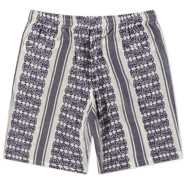 Photo: Needles Men's Papillion Stripe Jacquard Basketball Short in White