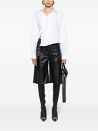 Jade Cropper Blue Cut-Out Faux-Leather Shorts
