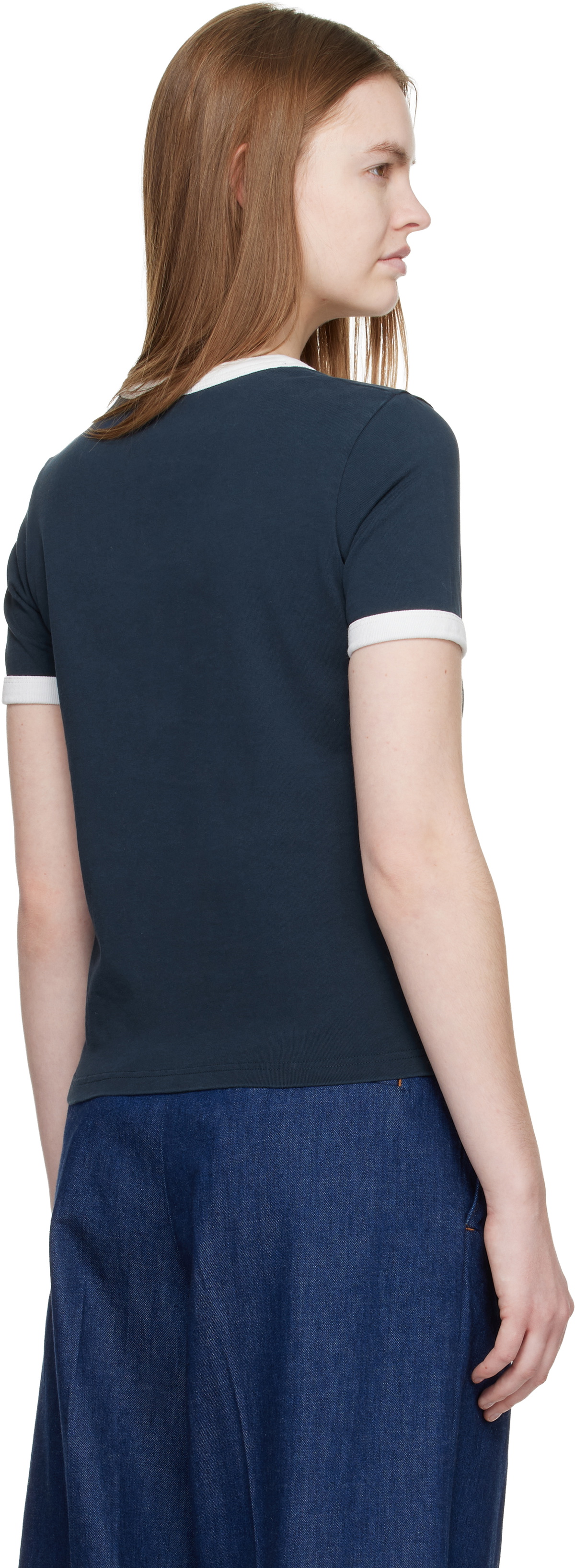 A.P.C. Navy Crop Manche Courte Contrast T-shirt
