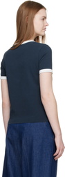 A.P.C. Navy Crop Manche Courte Contrast T-shirt