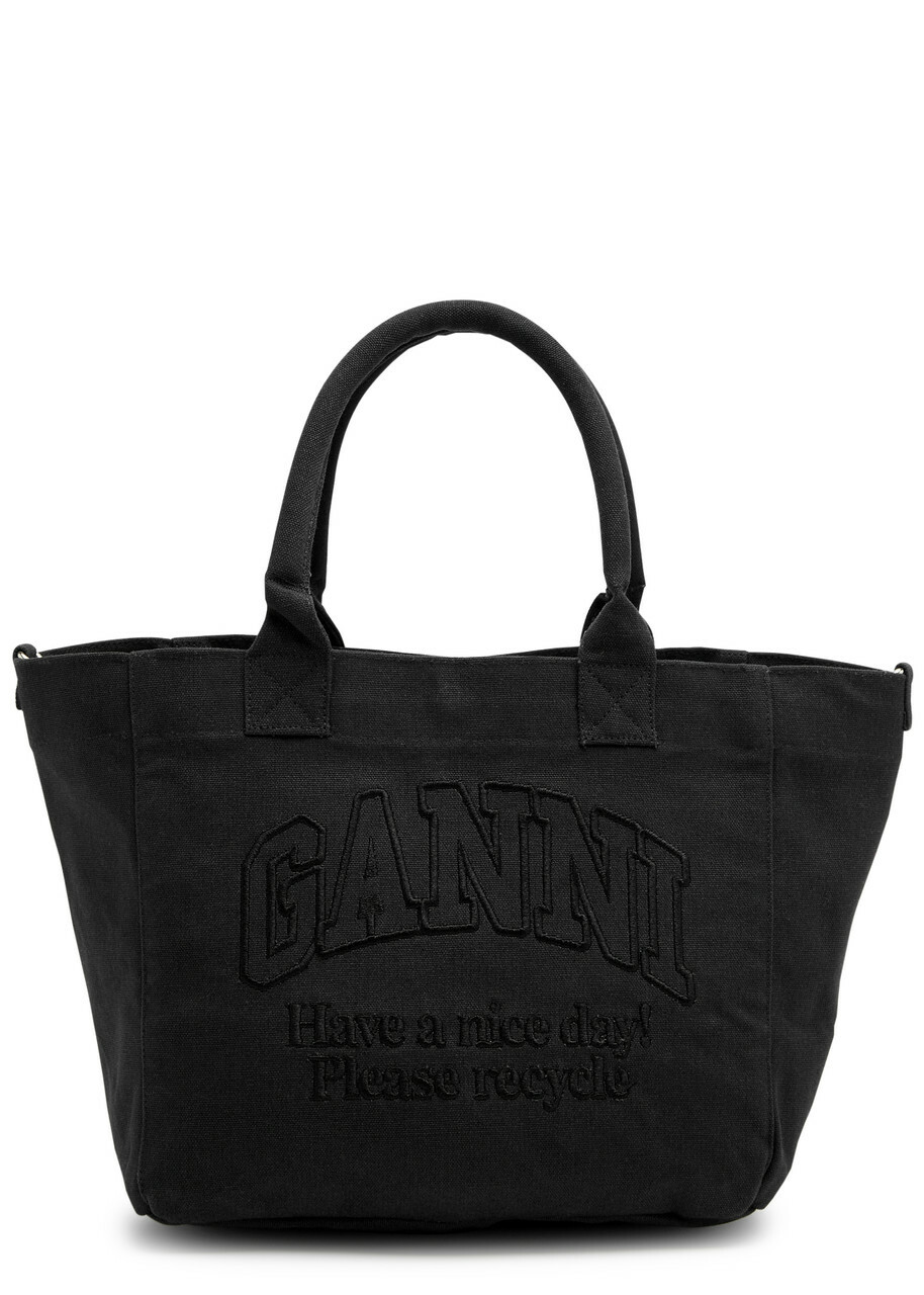 ガニー トートバッグ A5972 5903 SMALL EASY SHOPPER Ganni Easy Shopper Small Canvas Tote - Black - One Size GANNI