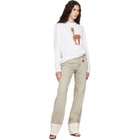 Stella McCartney White Watercolour Alpaca Long Sleeve Cotton T-shirt