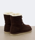 Miu Miu Shearling-lined suede lace-up boots