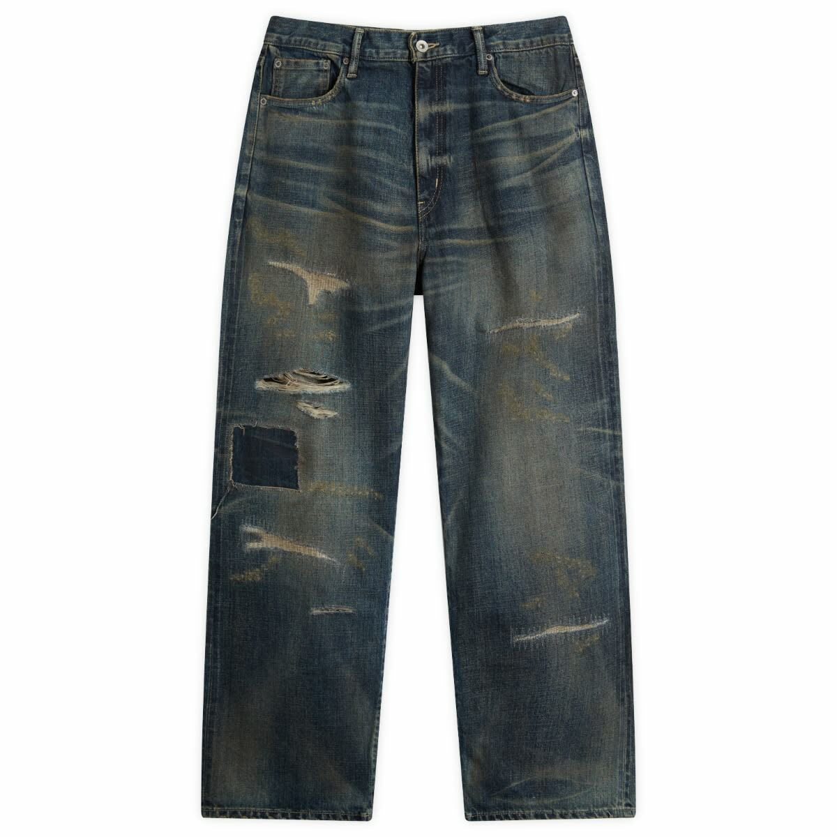 Neighborhood Men's Washed Denim DP Wide Pants in Black Neighborhood