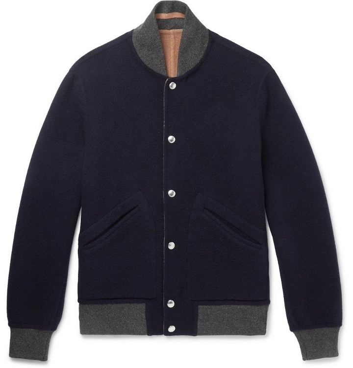 Photo: Brunello Cucinelli - Reversible Wool and Cashmere-Blend Bomber Jacket - Men - Navy