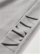 Valentino - Tapered Patchwork Logo-Print Cotton-Blend Jersey Sweatpants - Gray