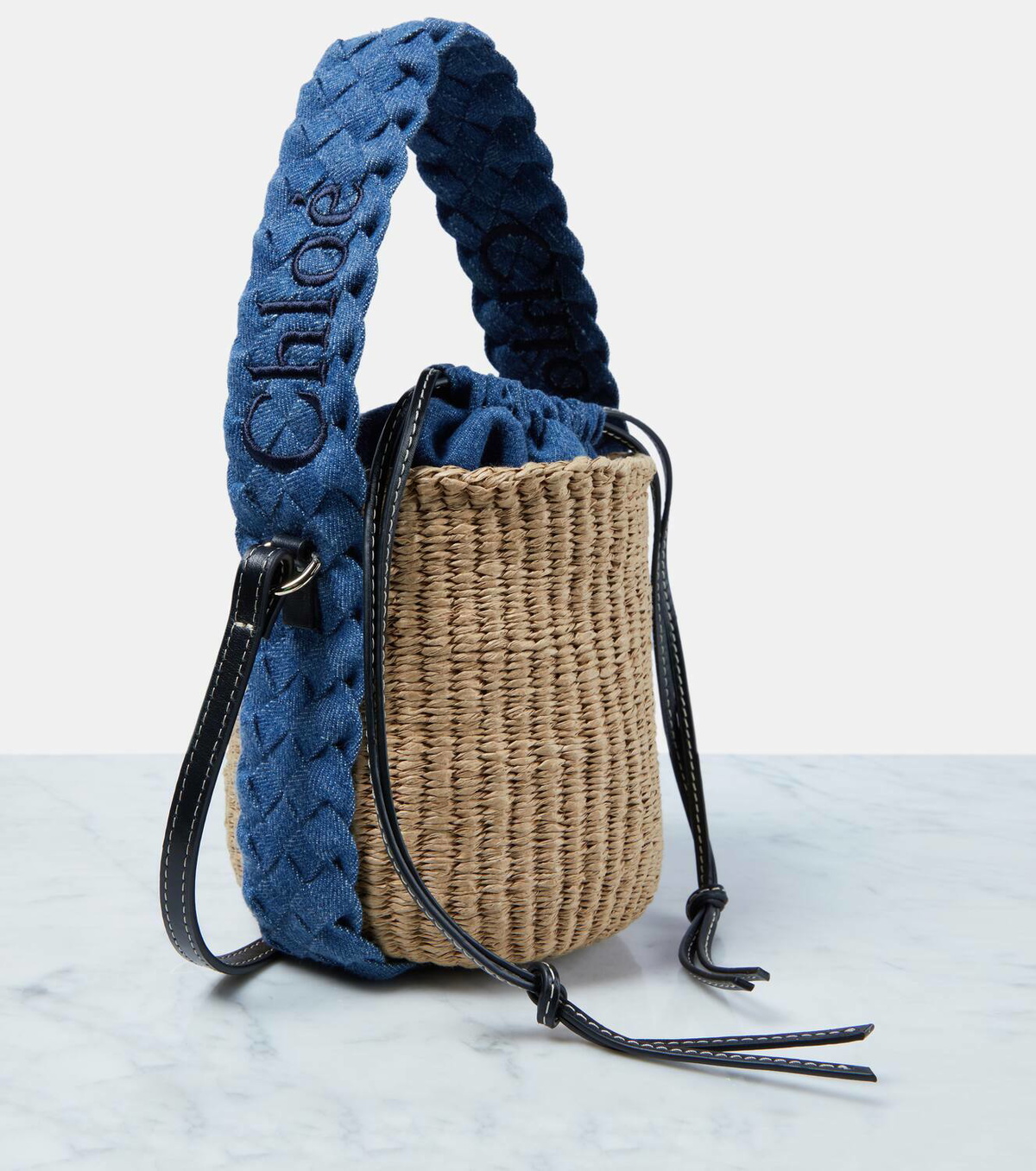 Chloé Woody Small raffia bucket bag Chloe