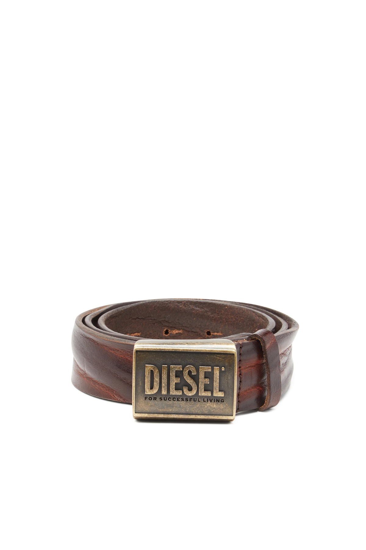 Diesel Leather belt 4 cm with logo plaque - Belts Mens in Brown Diesel display picture 1