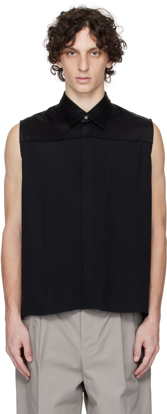 Photo: AMI Paris Black Contrasted Sleeveless Shirt