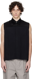 AMI Paris Black Contrasted Sleeveless Shirt