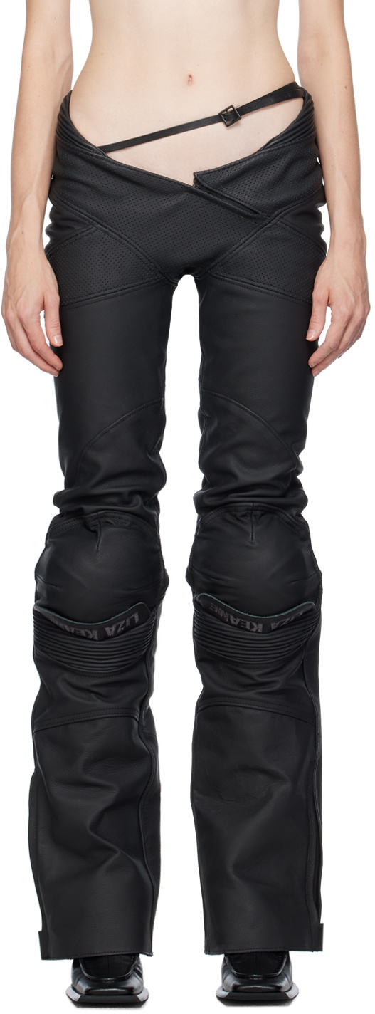 Liza Keane SSENSE Exclusive Black Beast Leather Trousers