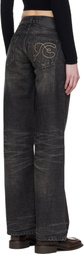 Fax Copy Express Black Dirty Wash Straight Jeans