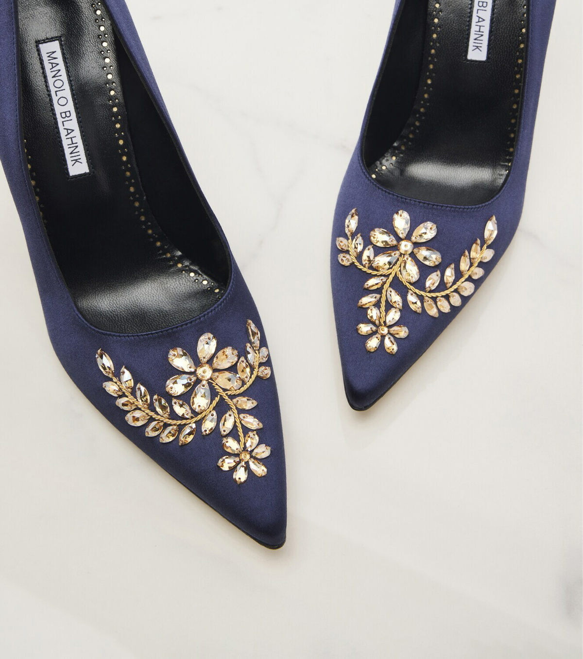 Manolo Blahnik Pasadis embellished satin pumps