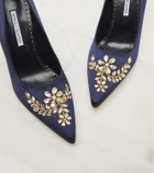 Manolo Blahnik Pasadis embellished satin pumps