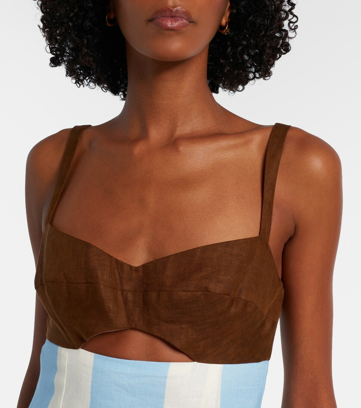 Cala de la Cruz Nara cutout striped linen midi dress