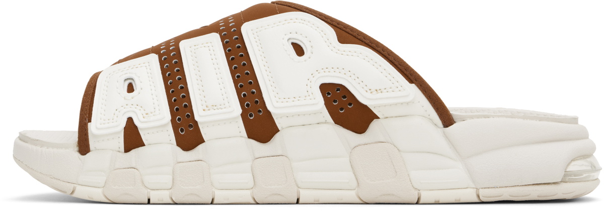 Nike Tan & Off-White Air More Uptempo Pool Slides