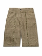 Kartik Research - Straight-Leg Embellished Slub Silk-Voile Shorts - Green